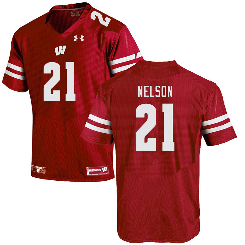 Men #21 Cooper Nelson Wisconsin Badgers College Football Jerseys Sale-Red